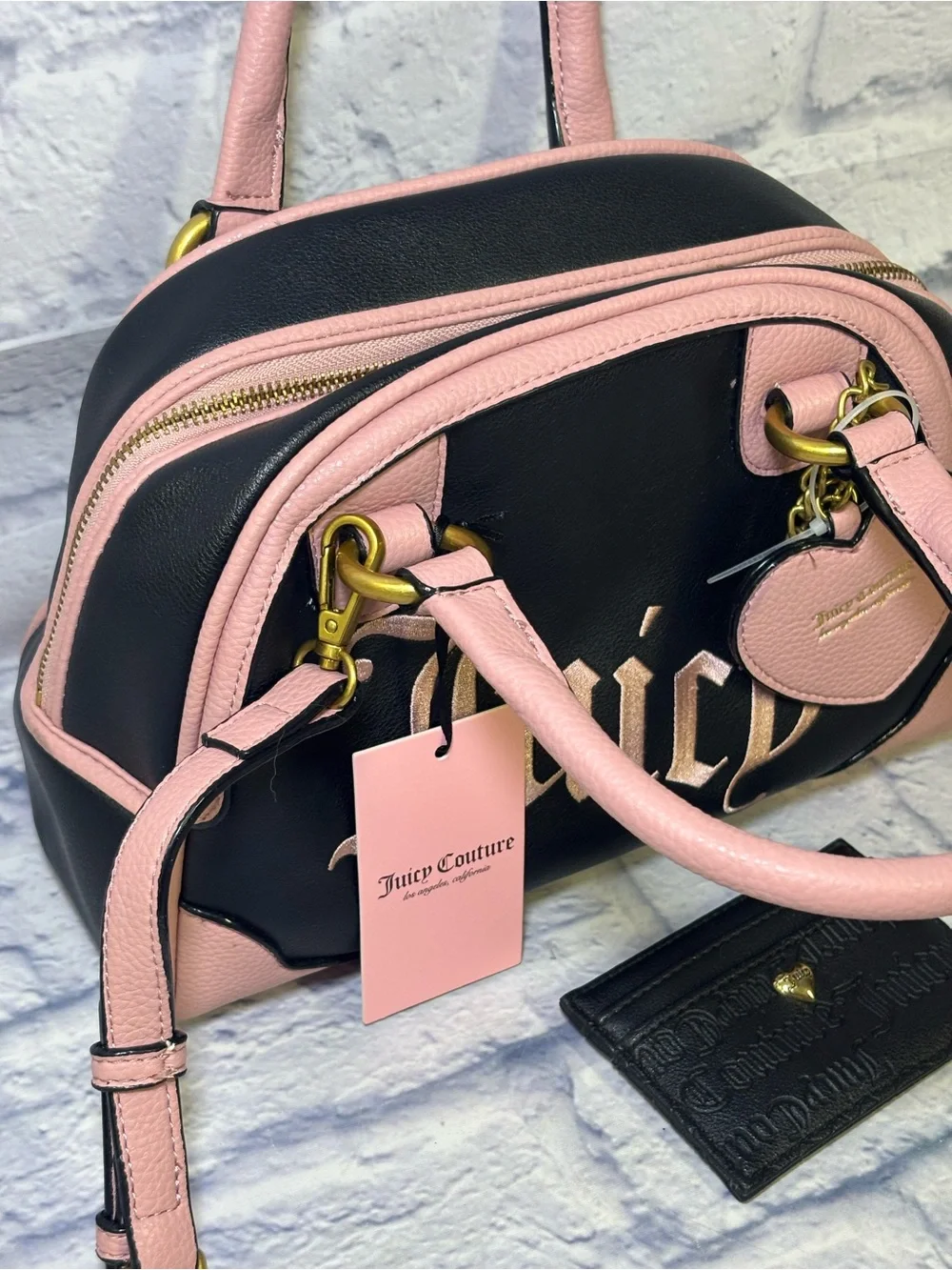 Juicy Couture  Satchel Liquorice Urban Heritage Bowler NEW Pink Black